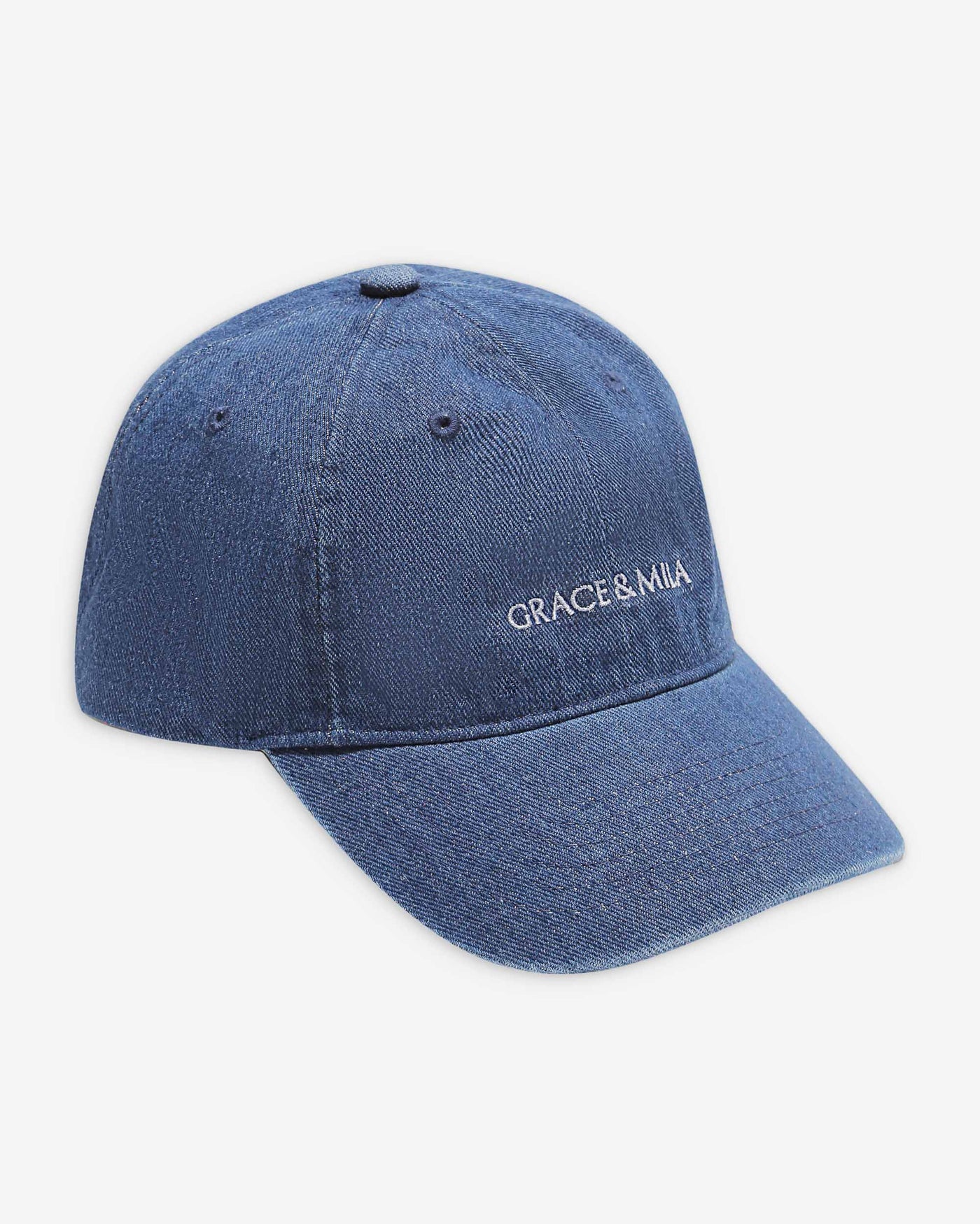 Slimane Cap Boné azul com texto bordado GRACE & MILA