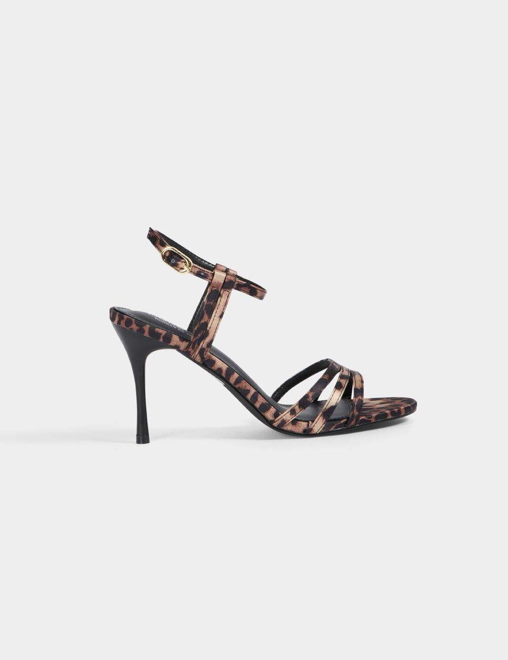 jungle sandle Sandália de salto alto com padrão animal print castanho e preto