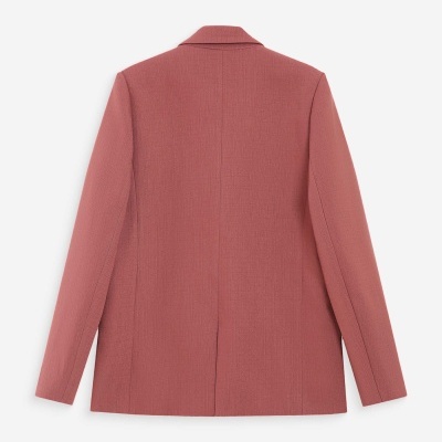 Blazer rosa feminino visto de costas