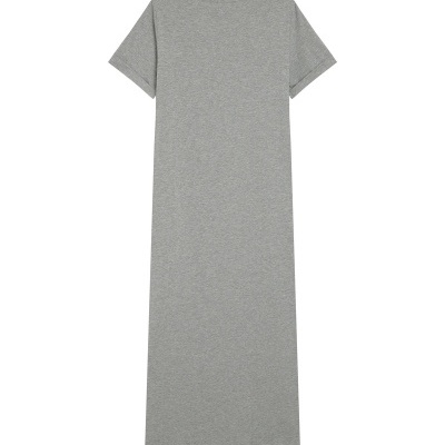 Vestido cinzento de mangas curtas visto por trás