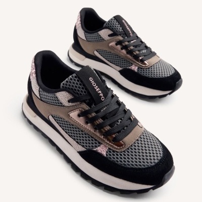 Sapatilhas Gioseppo cinzentas com detalhes pretos e rosa metálico