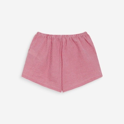 Cueca boxers vermelha com padrão xadrez pequena