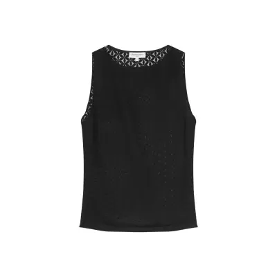 Camisola preta sem mangas com padrão texturizado