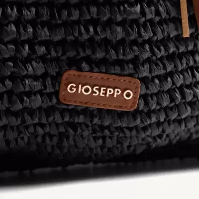 Mala preta trançada com etiqueta de couro castanha GIOSEPPO
