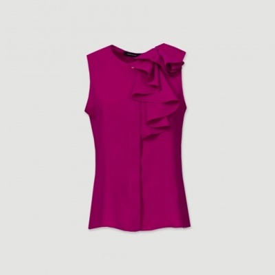 Regata rosa fúcsia com folhos no lado esquerdo