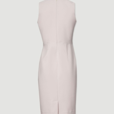 Vestido rosa claro sem mangas com fecho invisível e prega