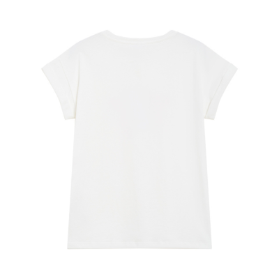 T-shirt branca de manga curta vista de costas