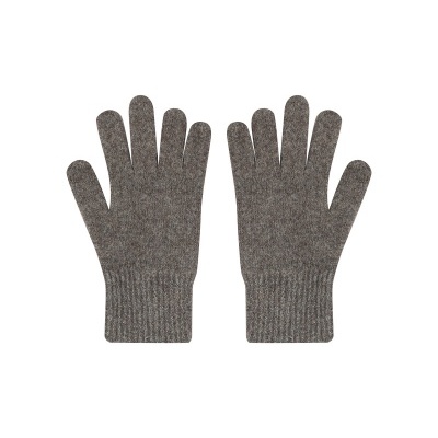 Par de luvas cinza de malha com punhos canelados