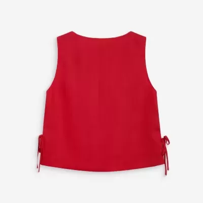 Top vermelho com laços laterais