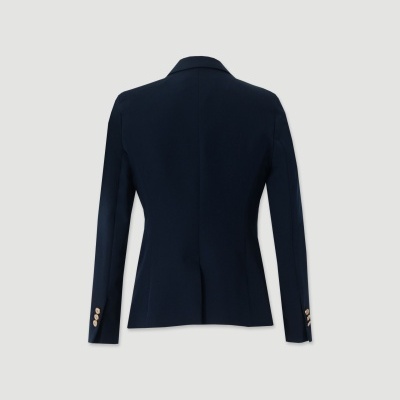 Blazer feminino azul escuro, vista traseira
