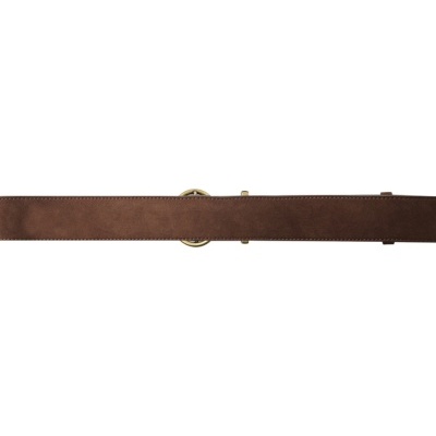 Cinto castanho em pele com fivela dourada