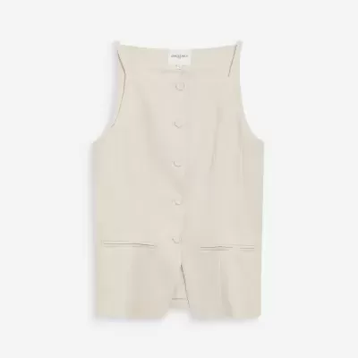 Colete bege claro com botões e bolsos