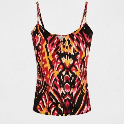 blusa camisola com padrão abstrato multicolor