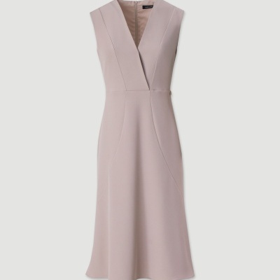 Vestido midi sem mangas cor rosa claro com decote em V