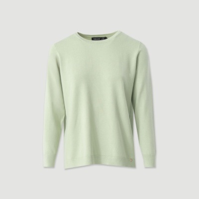Camisola de malha fina verde menta com gola redonda