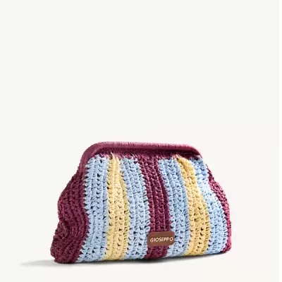 Mala de mão tricotada multicolor roxa, azul e amarela