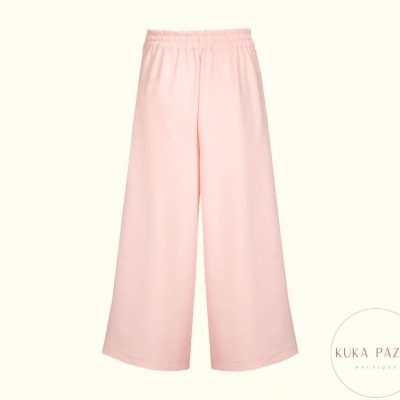 Calças largas rosa claro com cintura elástica