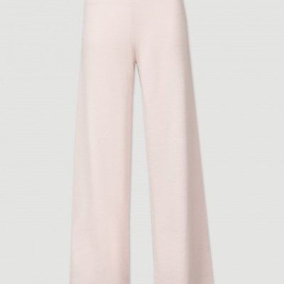 Calças cor-de-rosa claro de corte largo e cintura alta
