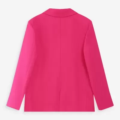 Blazer feminino rosa fúcsia visto por trás