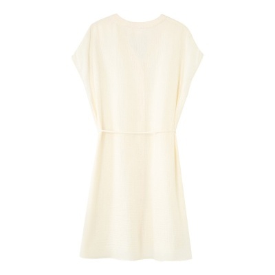 Vestido de malha branco creme com cinto fino
