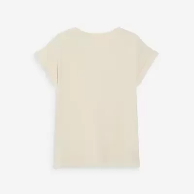 T-shirt bege claro de manga curta vista de costas