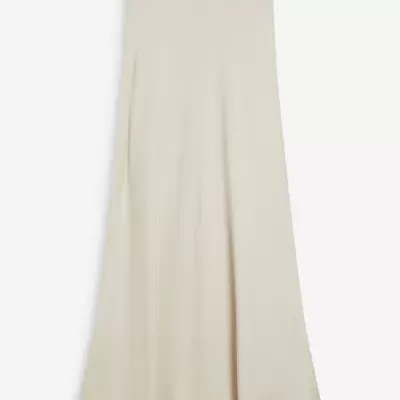 Saia comprida bege com corte evasê