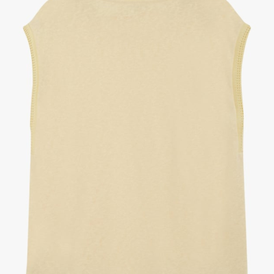 Camisola sem mangas creme com acabamento decorativo