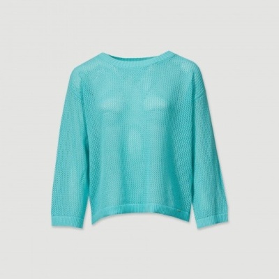 Camisola azul clara de malha fina com gola redonda