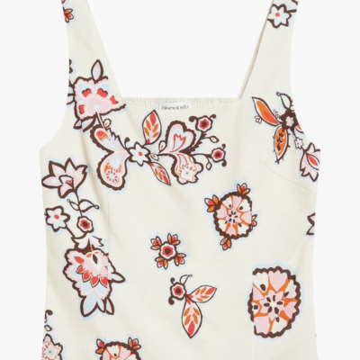Top sem mangas com estampado floral colorido