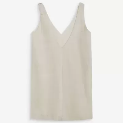 Vestido de alças bege com nó numa das alças