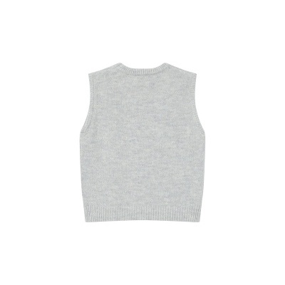 Colete cinzento de malha sem mangas com gola redonda