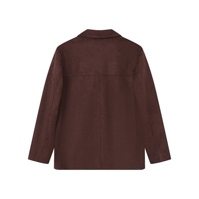 Casaco castanho escuro unissexo com gola e mangas compridas