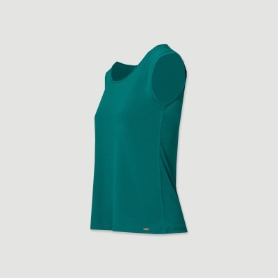 Camisola sem mangas azul petróleo, decote redondo