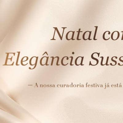 tecido de cetim bege com texto promocional em castanho