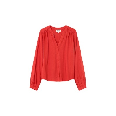 Blusa coral com botões e mangas compridas