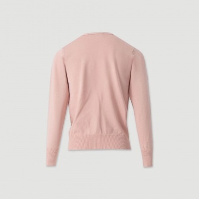 Camisola de malha rosa clara vista de costas