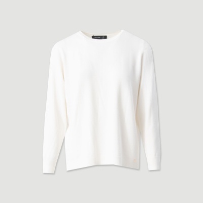 Camisola branca de manga comprida com gola redonda
