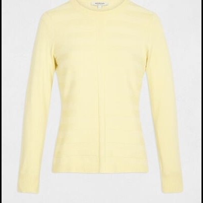 Camisola de malha amarela clara de manga comprida com gola redonda