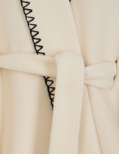 Roupão bege com cinto e costura preta decorativa