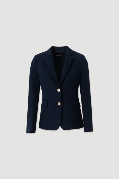 Blazer feminino azul escuro com botões dourados