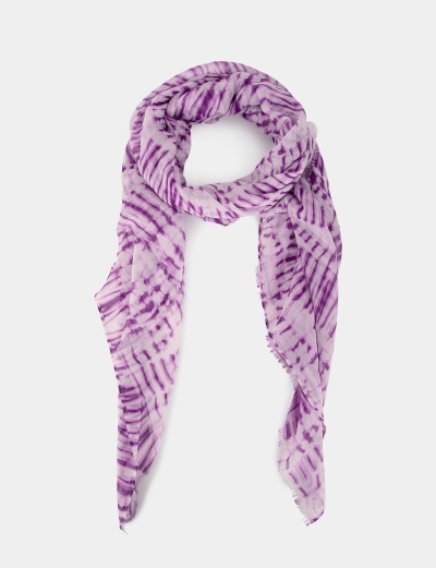 Lenço lilás com padrão roxo em tecido leve e bico triangular