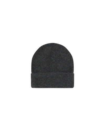 Gorro cinzento escuro de malha com dobra