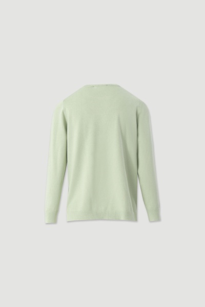 Camisola de malha verde claro vista de trás