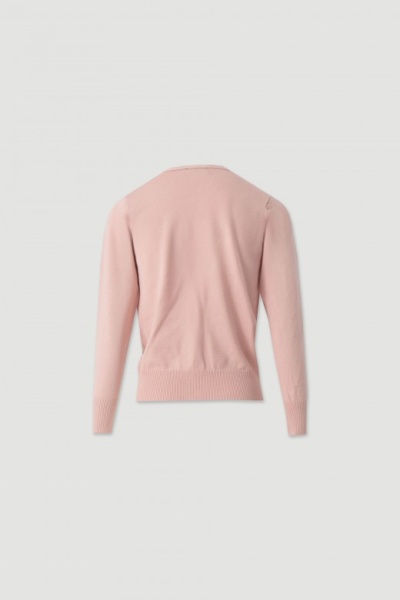 Camisola de malha rosa clara vista de costas