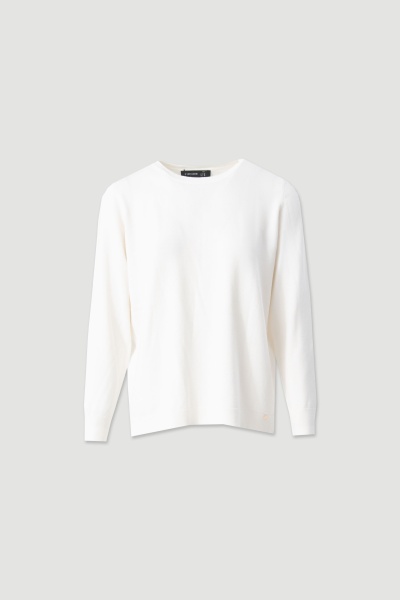 Camisola branca de manga comprida com gola redonda