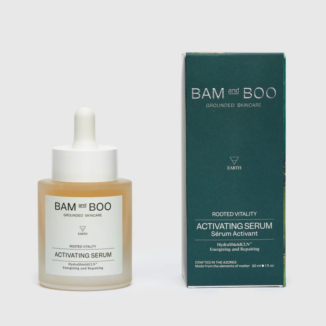 Soro ativador BAM and BOO em frasco e embalagem verde escura.