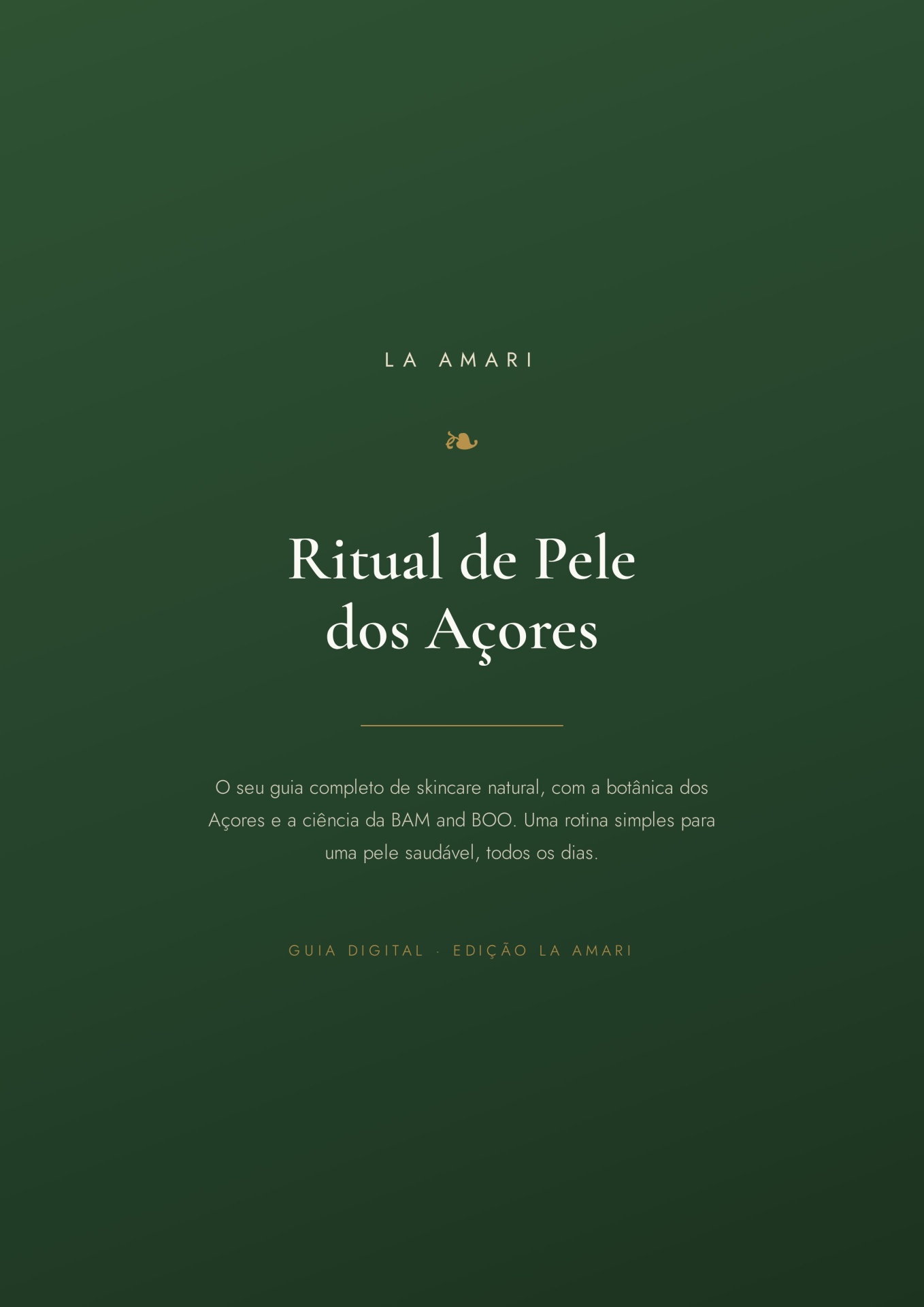 Capa digital verde escuro com texto Ritual de Pele dos Açores da LA AMARI