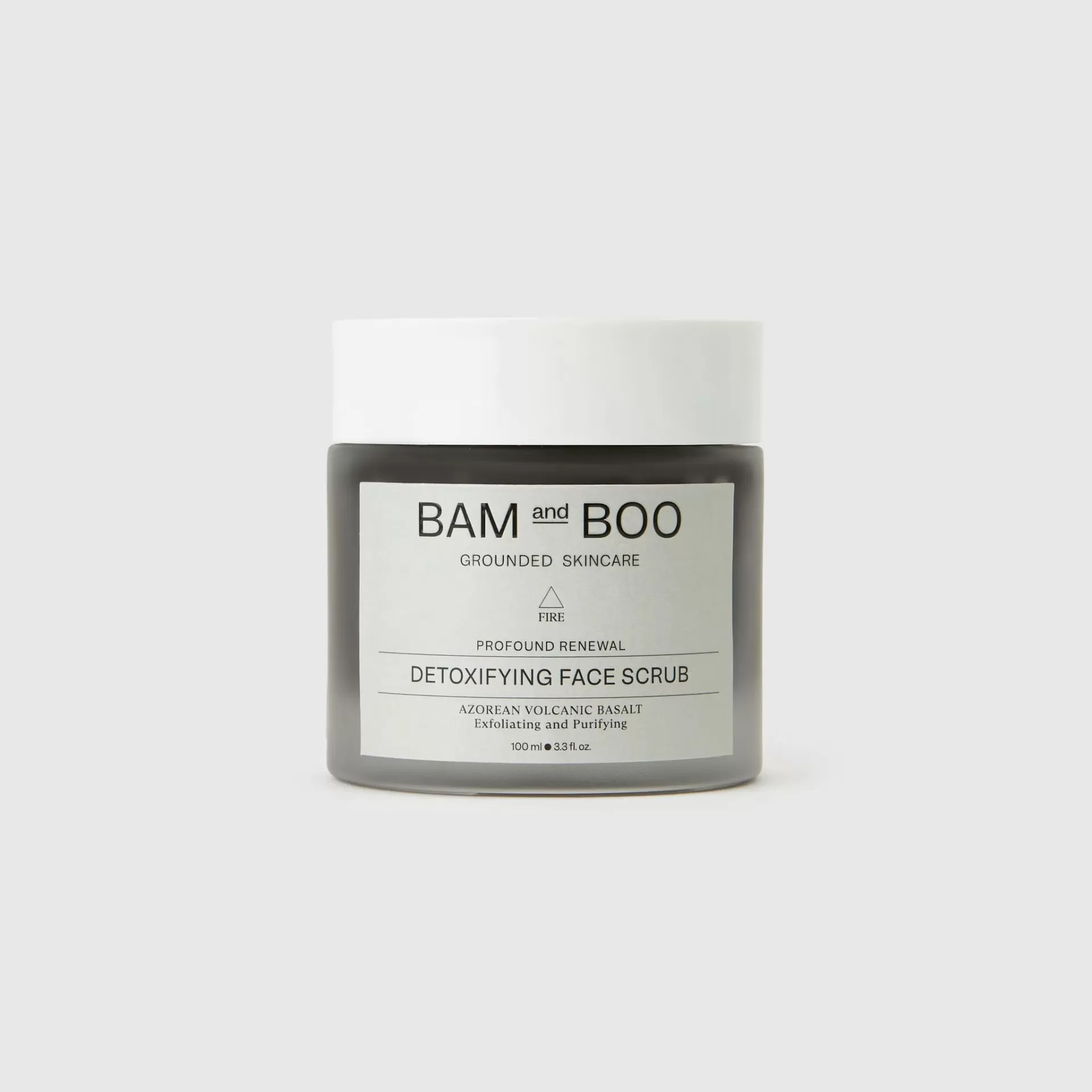 Frasco de esfoliante facial BAM and BOO com tampa branca