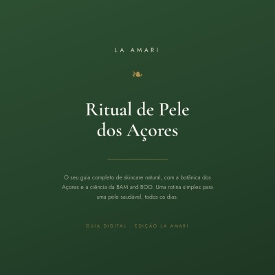 Capa digital verde escuro com texto Ritual de Pele dos Açores da LA AMARI
