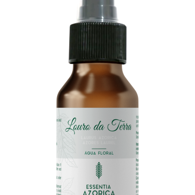 Frasco spray âmbar com tampa preta e rótulo branco com texto verde